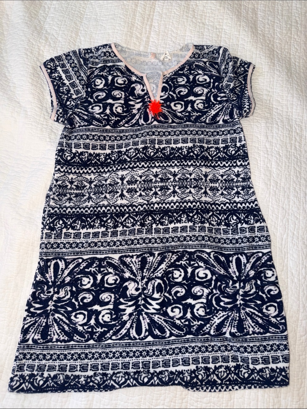 Navy and White Short Sleeve Swim Cover up